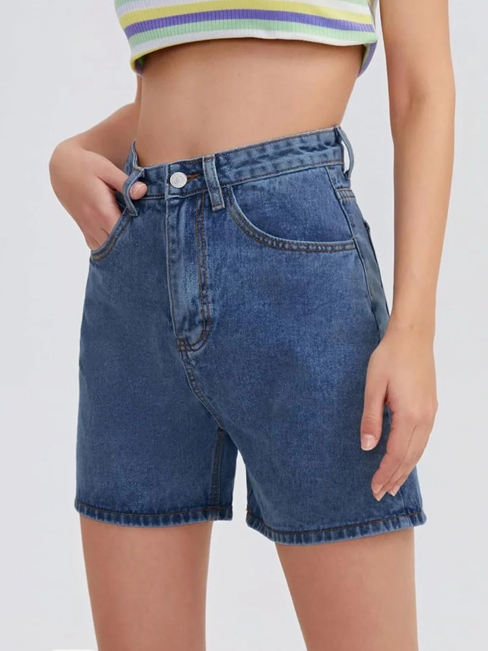 Women’s High-Waist Blue Denim Shorts